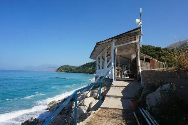 Dramatic clifftop view over the Albanian Riviera
