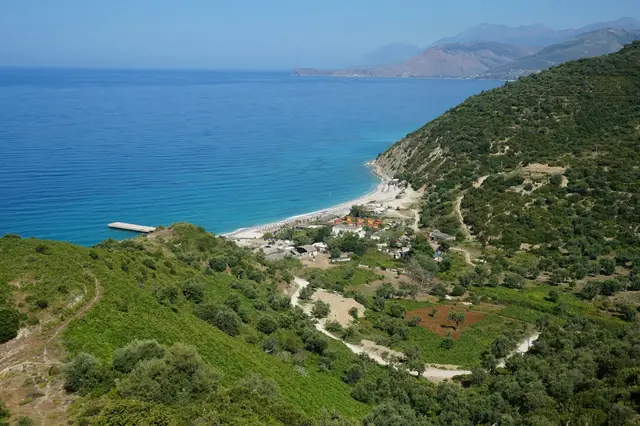 A scenic turquoise bay on the Albanian coast